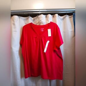 Women's Red V-Neck Top